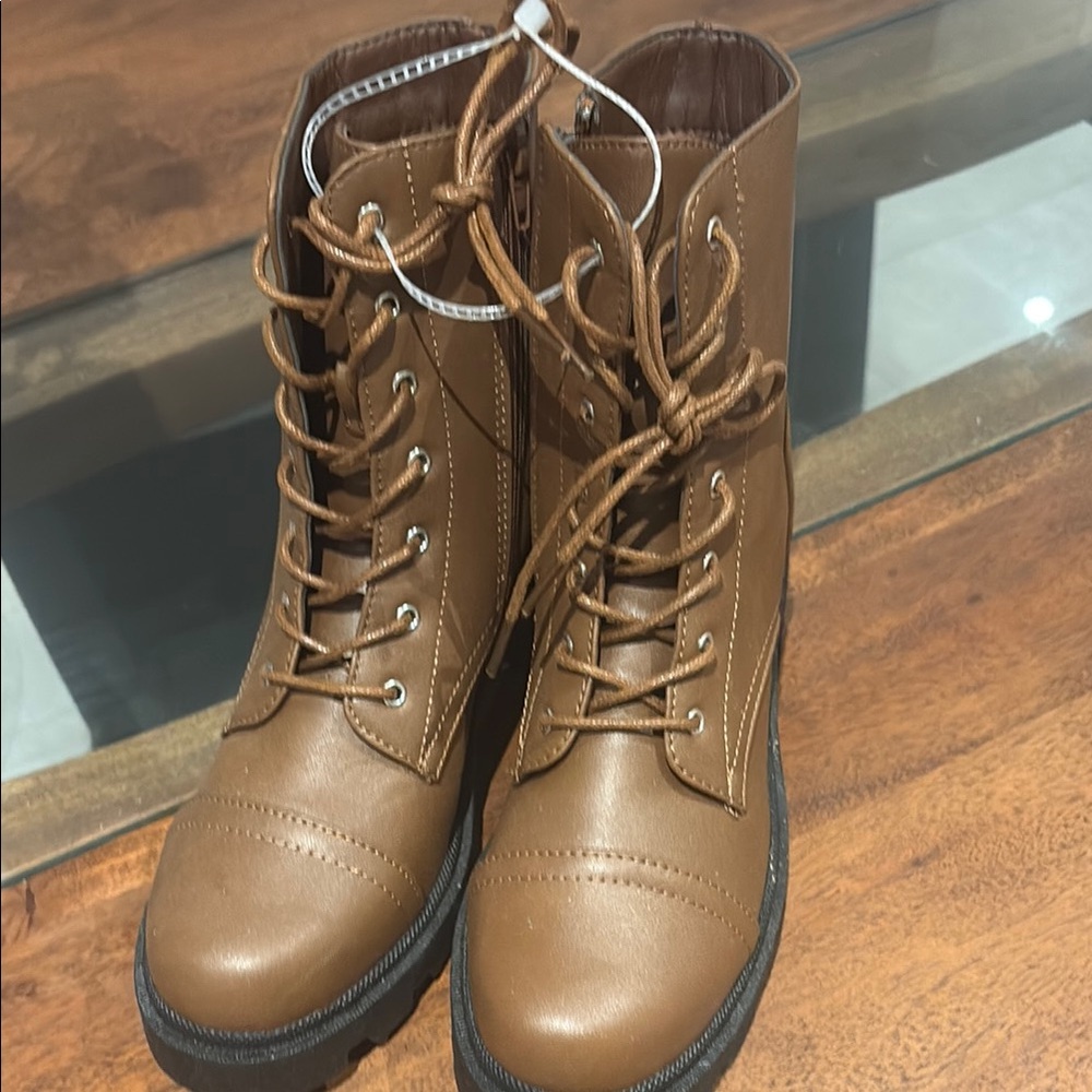Brown Lace-Up Ankle Boots
